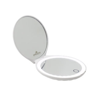 IMPRESSIONS VANITY · COMPANY Ariel Seashell Travel Friendly Compact Makeup Mirror with Adjustable Brightness, 2X Magnification