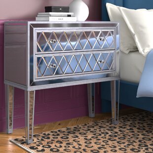 ETTA AVENUE™ Cain 2 - Drawer Nightstand in Antique Silver