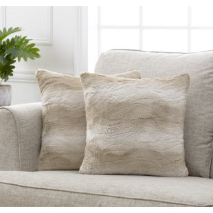 Chanasya Fuzzy Faux Fur Falling Leaf Embossed Throw Pillow Set (Set of 2)