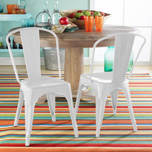 WILLISTON FORGE Brondon Outdoor Stacking Dining Side Chair with Cushion (Set of 2)