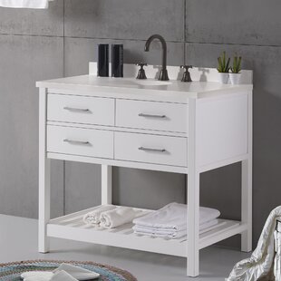 ALATERRE Harrison 36"W Modern Shaker Soft Close Doors Vanity Cabinet With Drawers And Open Storage Shelf