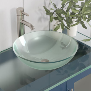 Cambridge Plumbing 16.5'' Porcelain Glaze Glass Circular Bathroom Sink