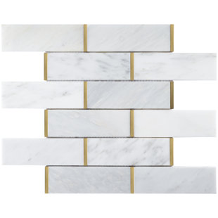 SUPREME TILE Natural Bianco 2" x 6" Marble Brick Joint Mosaic Wall Tile