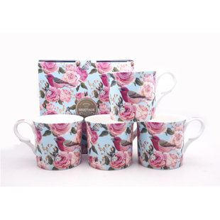 HERITAGE Roses and Birds Bone China Mug (Set of 4)