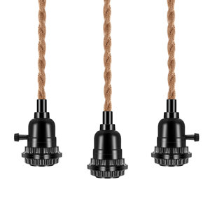 LONGSHORE TIDES 3-Light Cable DIYE 26/E27 Triple Pendant Light,Without Shade (Set of 3)