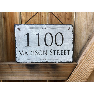 Sassy Squirrel Ink Personalized Slate Stone Address Plaque Home Decor Family Name House Number