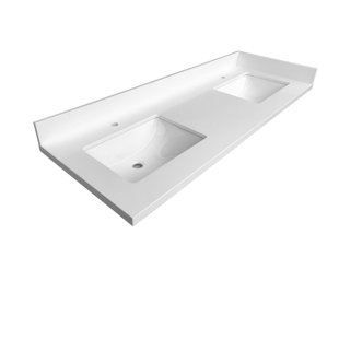 Ratel 22.5'' White Quartz Vanity Top Quartz Rectangular Bathroom Sink with Overflow