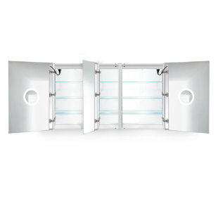 KRUGG REFLECTIONS USA Vairf 60'' W 36'' H Surface Frameless Medicine Cabinet with Mirror and 9 Adjustable Shelves