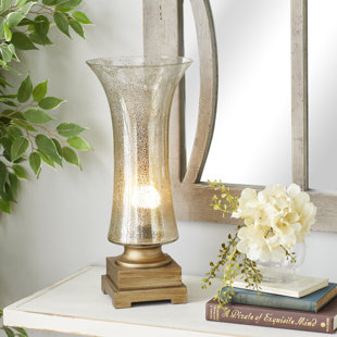 HOUSE OF HAMPTON® Glass Silver Uplight with Gold Base Set (Set of 2)