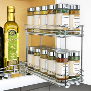 LYNK PROFESSIONAL Pull Out Spice Rack Organizer for Cabinet - 2 Tier, Chrome