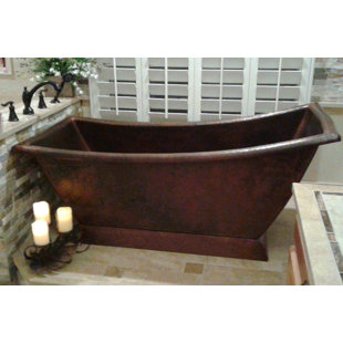 PREMIER COPPER PRODUCTS 67" Hammered Copper Canoa Single Slipper Bathtub