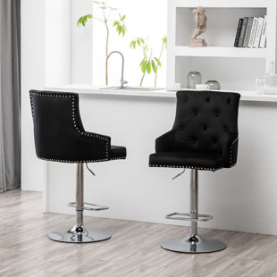 BETTER-HOME PRODUCTS Mia Swivel Upholstered Adjustable Height Counter Stool with Metal Frame (Set of 2)