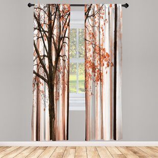 AMBESONNE Microfiber Floral Semi-Sheer Rod Pocket Curtain Panels (Set of 2)