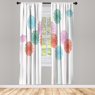 AMBESONNE Microfiber Floral Semi-Sheer Rod Pocket Curtain Panels (Set of 2)