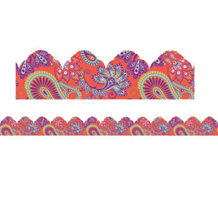 EUREKA® Positively Paisley Coral Paisley Arch Deco Trim Classroom Border (Set of 6)