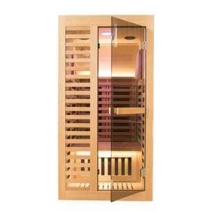 Bueno Spa Miami Single Person Indoor Bluetooth Compatible FAR Infrared Sauna in Hemlock