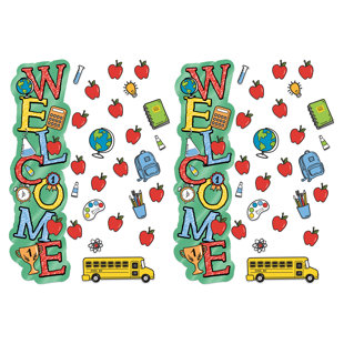 EUREKA CLASSROOM Back To School Welcome All-In-One Door Decor Bulletin Board Cut Out (Set of 2)