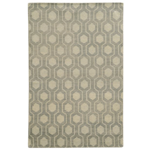TOMMY BAHAMA HOME Maddox Geometric Hand-Knotted Wool Blue/Beige Area Rug
