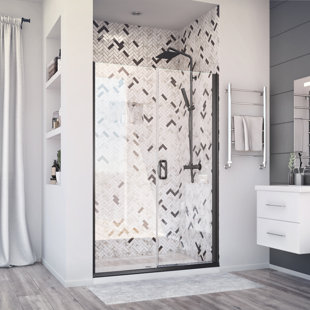 HOLCAM Distinctive Elite 45.06" W x 71.38" H Hinged Semi-Frameless Shower Door