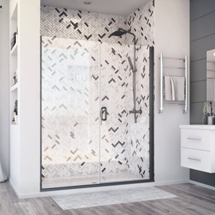HOLCAM Distinctive Elite 61.06" W x 71.38" H Hinged Semi-Frameless Shower Door