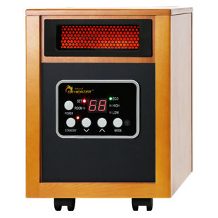 Dr. Infrared Heater 1500 Watt 5200 BTU Electric High Efficiency Cabinet Space Heater with Adjustable Thermostat , Remote Included and with Digital Display