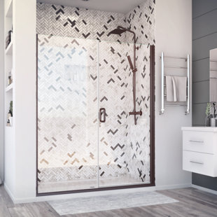 HOLCAM Distinctive Elite 58.06'' - 59'' W x 71.38'' H Hinged Semi-Frameless Shower Door with Clear Glass