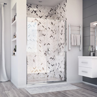 HOLCAM Distinctive Elite 40.06'' - 41'' W x 71.38'' H Hinged Semi-Frameless Shower Door with Clear Glass