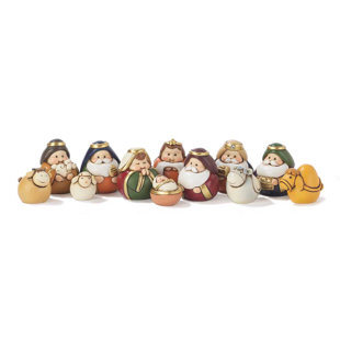 DICKSONS INC 12 Piece Minature Rounded Figurine Nativity Set