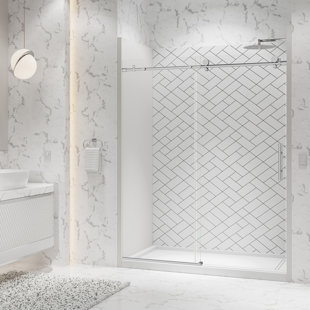 HOLCAM Eclipse 56" W x 76" H Single Sliding Frameless Shower Door