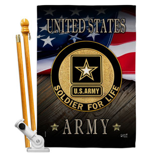 ANGELENO HERITAGE Us Army Soldier For Life 2-Sided Polyester 2'3 x 3'3 ft House Flag Set (Set of 2)