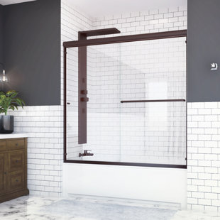 HOLCAM Distinctive 55" W x 55.5" H Bypass Frameless Tub Door