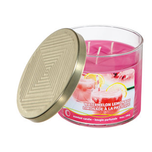 IH CASADÉCOR 14 Oz 3 Wick Jar Candle With Embossed Lid (Watermelon Lemonade) - Set Of 2 (Set of 2)