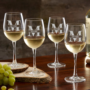 PERSONALIZATION MALL Lavish Last Name 12 oz. White Wine Glass