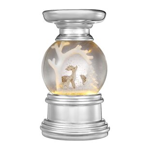 HAUTE DECOR Snowburst Christmas Snow Globe Candle Holder, Deer