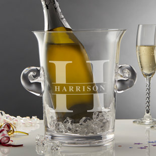 PERSONALIZATION MALL Lavish Last Name Engraved Glass Ice Bucket & Chiller