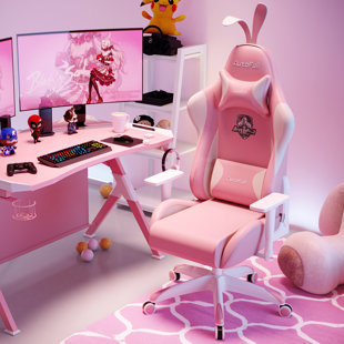 Racing Game Chair Autofull Adjustable Reclining Ergonomic Swivel PC in Pink