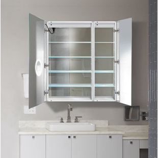 KRUGG REFLECTIONS USA Vandergriff 36'' W 42'' H Frameless Medicine Cabinet with Mirror and 8 Adjustable Shelves