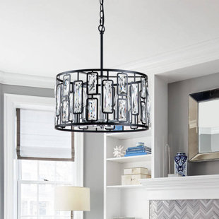 MERCER41 5-Light Crystal 16.25"W in Black Dimmable & Adjustable Height Chandelier/Pendant Light