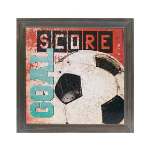AMERICAN MERCANTILE Wood Soccer Sign Framed On Wood Print