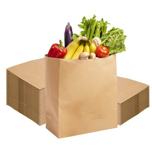 GOODWISH 100 Piece Kraft Paper Gift Bags (Set of 100)