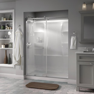 DELTA 50.12" - 58.05" W x 70.27" H Double Sliding Semi-Frameless Shower Door