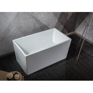 HHK HOME 43.25'' x 27.5" Freestanding Soaking Acrylic Bathtub