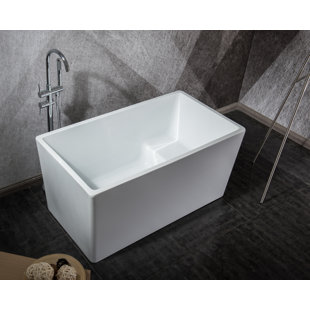 HHK HOME 43.25'' x 24.5'' Freestanding Soaking Acrylic Bathtub
