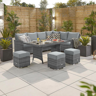 SOL 27 OUTDOOR Alonso Rectangular 8 - Person 90cm Long Dining Set with Cushions