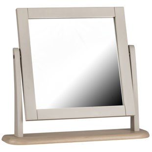 DEVONSHIRE PINE Cotswold Wood Framed Freestanding Makeup / Shaving Mirror in Cream/Grey