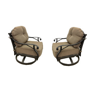 K&B PATIO Outdoor Nassau Rocking Metal Chair with Cushions (Set of 2)
