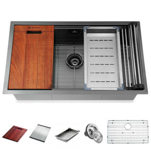 PHOEBECAT 32'' L Undermount Single Bowl Stainless Steel Kitchen Sink