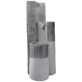 NORTHLIGHT SEASONAL 24" Gray Speckled Modern Style 3-Tier Rainfall Outdoor Water Fountain