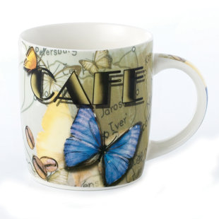 LORREN HOME TRENDS Butterfly Coffee Mug (Set of 4)