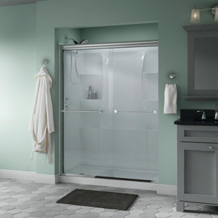 DELTA Trinsic 60 in. x 70 in. Semi-Frameless Traditional Sliding Shower Door with Clear Glass